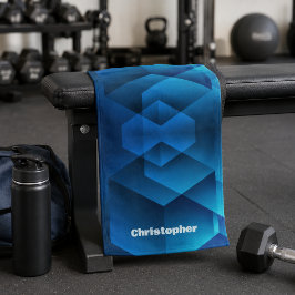 Toalha De Mão Esportes de Nome Geométrico Azul Moderno