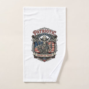Toalha De Mão Esqueleto Patriota Cowboy Patriota Escuro Esquelet