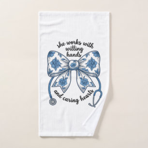 Toalha De Mão Estetoscópio de Laço Floral Enfermeira Desenho Ant