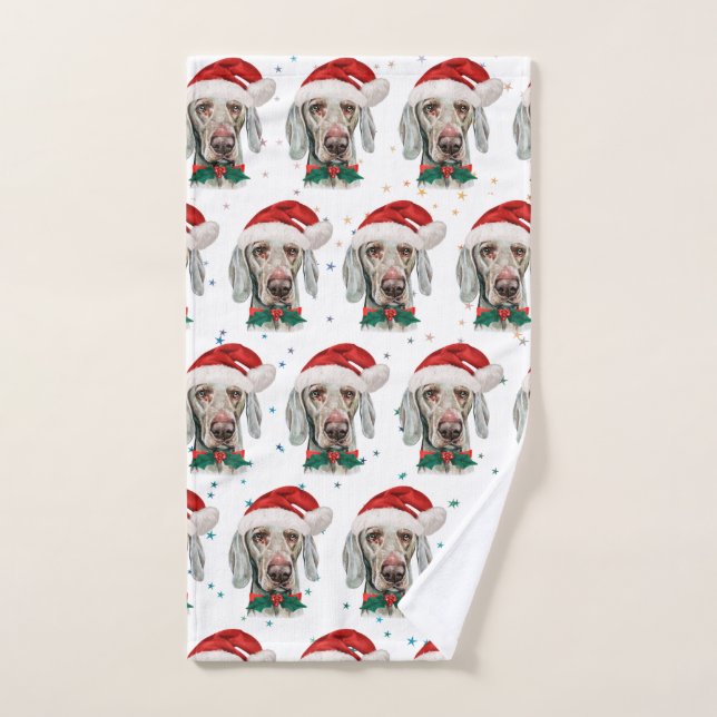Toalha De Mão Estrelas de Natal da Raça de Cães Weimaraner (Toalha de mão)