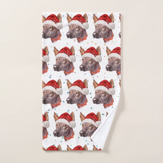 Toalha De Mão Estrelas de Natal de Cachorro Sem Cabelo Mexicano (Toalha de mão)