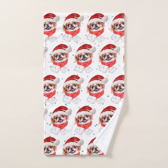 Toalha De Mão Estrelas de Natal do Cachorro Japonês (Toalha de mão)