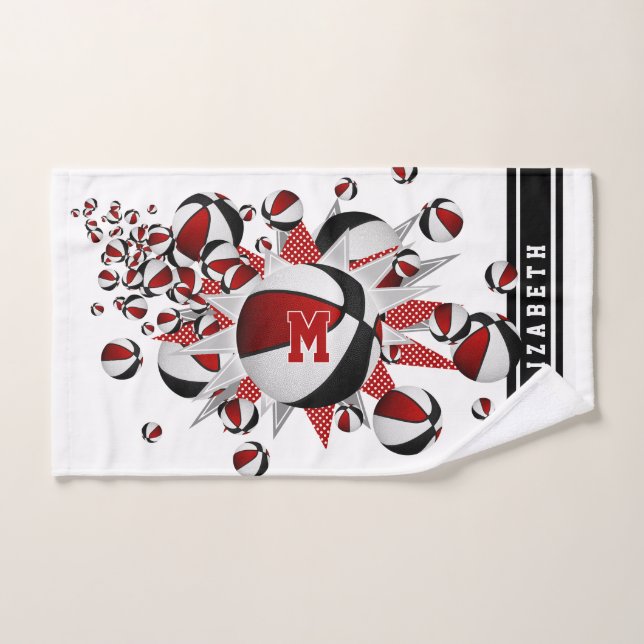 Toalha De Mão estrelas vermelhas do cesto preto escaravanas (Toalha de mão)