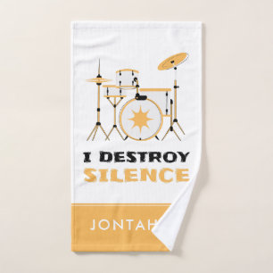 Toalha De Mão Eu Destruo Silence Funny Drummer