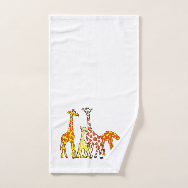 Toalha De Mão Família do girafa em HandTowel alaranjado e (Toalha de mão)
