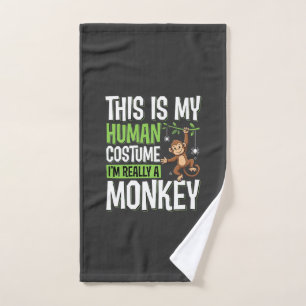 Toalha De Mão Fantasias de Macaco Engraçado Vetor de Halloween