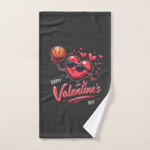Toalha De Mão Felizes Namorados de basquete no dia