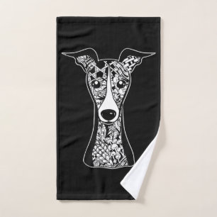 Toalha De Mão Fio Arte Gráfica De Face De Greyhound Italiano