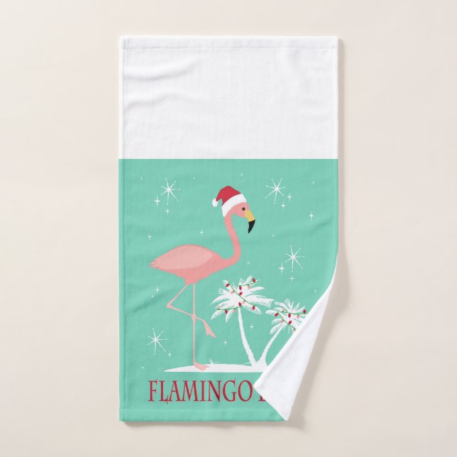 TOALHA DE MÃO FLAMINGO MODERNO DO NATAL VINTAGE (Toalha de mão)