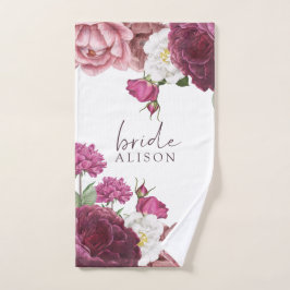 Toalha De Mão Floral Burgundy Bride Personalizado