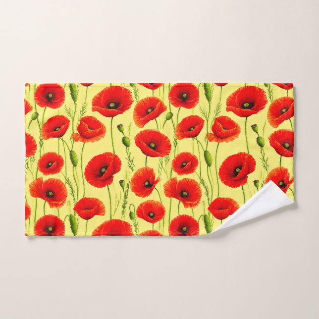 Toalha De Mão Flores Botânicas de Papoula para Decoração Fresca  (Toalha de mão)