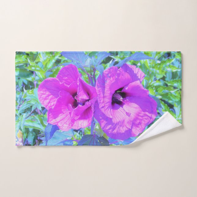 Toalha De Mão Flores de Hibisco Roxo-Roxo-Violeta (Toalha de mão)