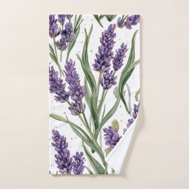 Toalha De Mão Flores de Lavanda Roxa Botânica Aquarela (Toalha de mão)