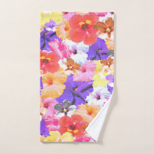 Toalha De Mão Flores De Vidro Hibiscus Manchadas,