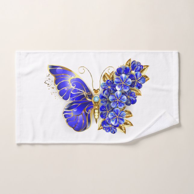 Toalha De Mão Flower Sapphire Butterfly (Toalha de mão)