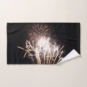 Toalha De Mão Fogos de Artifício Brancos e Dourados I Celebração