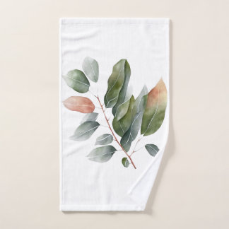 Toalha De Mão Folhas de Eucalyptus com Aquarela