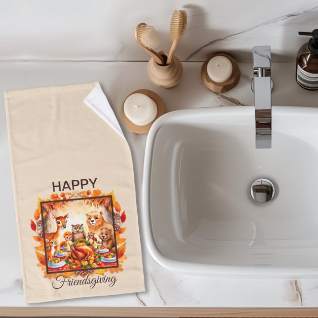 Toalha De Mão Folhas de outono de Animais Florestais de Amizade (Criador carregado)