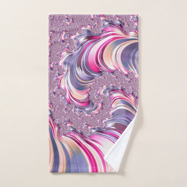 Toalha De Mão Fractal Espiral Rosa Roxo Abstrato (Toalha de mão)