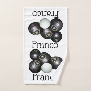 Toalha De Mão Franco Name With Lawn Bowls Design,
