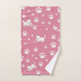Toalha De Mão Gatinhos brincando & Pegadas de patas