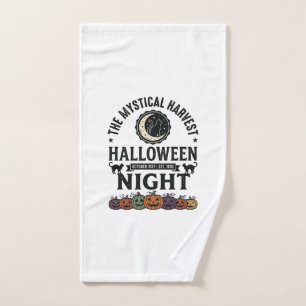 Toalha De Mão Gato de Halloween Gatos Pretos Abóboras Vintage En