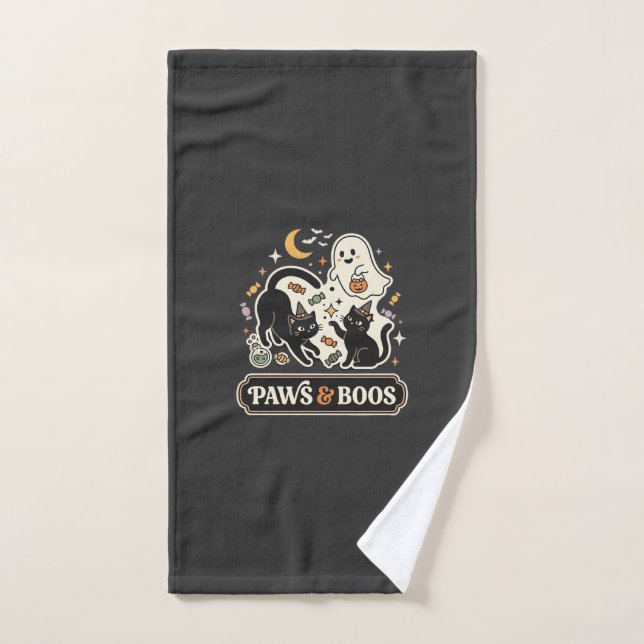 Toalha De Mão Gato Fantasma Magia de Halloween (Toalha de mão)
