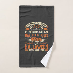 Toalha De Mão Gatos Pretos do Halloween Abóbora Motorista de Ôni