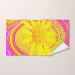Toalha De Mão Girassol Amarelo em espiral psicodélica