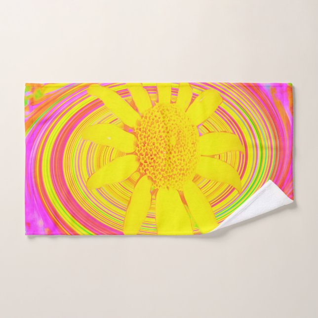 Toalha De Mão Girassol Amarelo em espiral psicodélica (Toalha de mão)