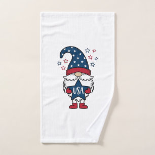 Toalha De Mão Gnomo Patriótico EUA Estrela Vetor Camisa Design_1