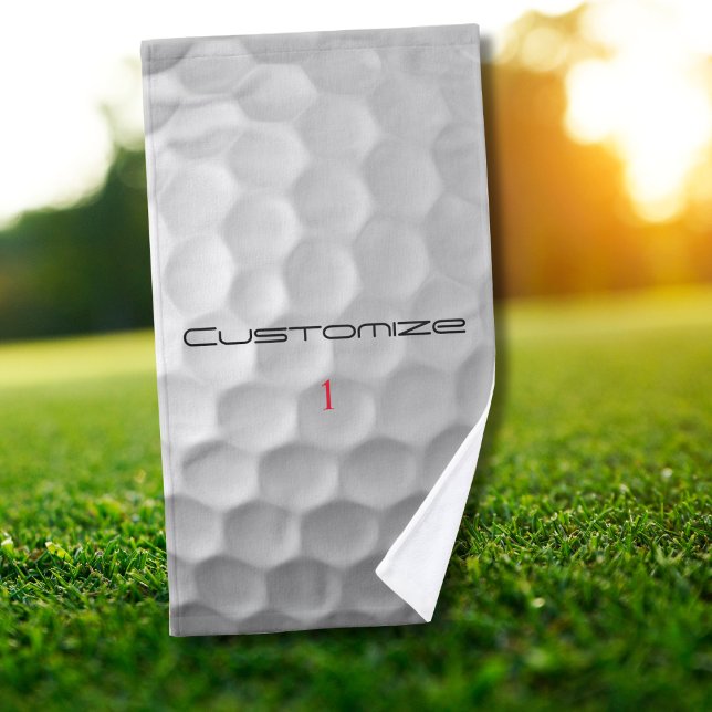 Toalha De Mão Golf Ball Dimples Texto e Número Personalizados (Criador carregado)
