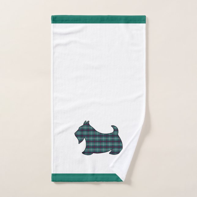 Toalha De Mão Green Christmas Scottish Terrier Hand Towel (Toalha de mão)