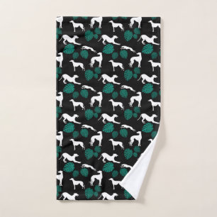 Toalha De Mão Greyt Greyhound Silhouettes com Folhas de Monstera