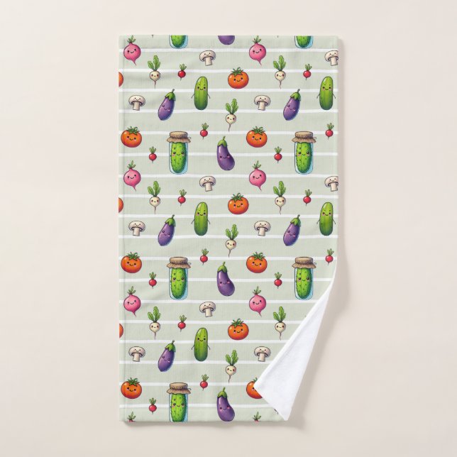 Toalha De Mão "Happy Veggies"- süßes Gemüse Muster (Toalha de mão)