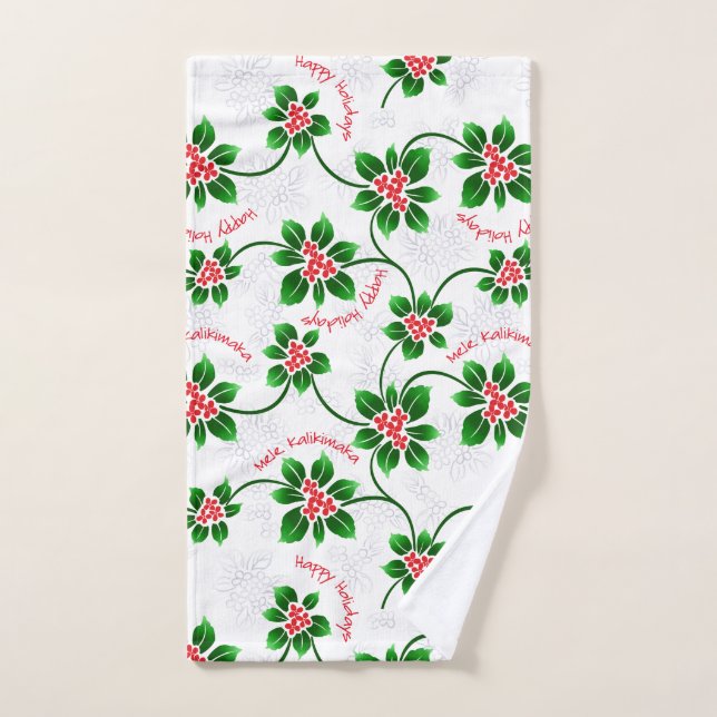 Toalha De Mão Havaiana Holly Mele Kalikimaka Vermelho de Natal (Toalha de mão)