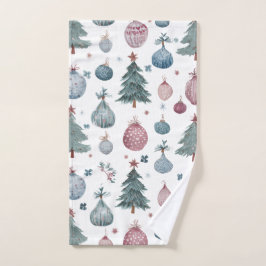 Toalha De Mão Holiday Hand Towel with Watercolor Festive Design