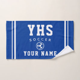 Toalha De Mão Ícone de Futebol, Nome Personalizado & Escola, Pre