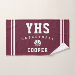 Toalha De Mão Ícone do Basquetebol, Nome e Escola Personalizados
