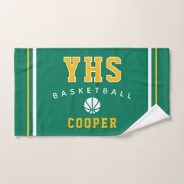 Toalha De Mão Ícone do Basquetebol, Nome e Escola Personalizados