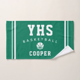Toalha De Mão Ícone do Basquetebol, Nome e Escola Personalizados