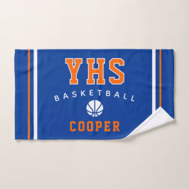Toalha De Mão Ícone do Basquetebol, Nome e Escola Personalizados