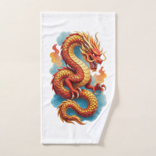Toalha De Mão Ilustração Fiery do Dragão Vermelho Chinês-67561