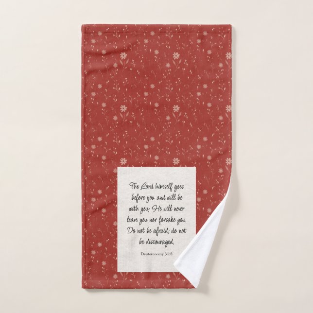 Toalha De Mão Imagem Versa da Bíblia 31:8 Deuteronomy (Toalha de mão)