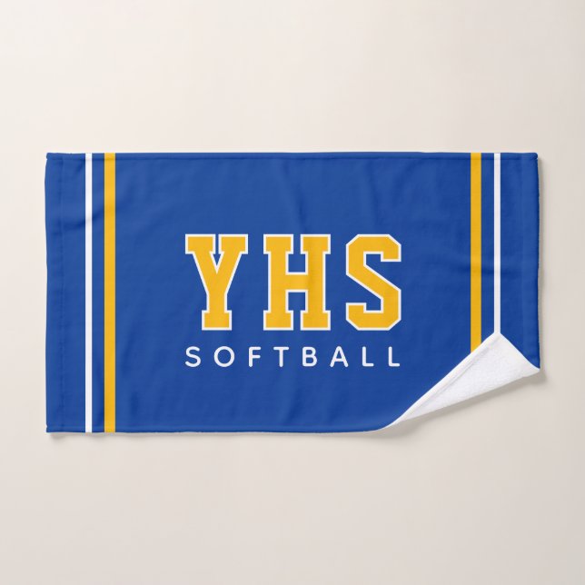 Toalha De Mão Iniciais Personalizadas de Escola Time de Softbol  (Toalha de mão)