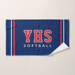 Toalha De Mão Iniciais Personalizadas de Escola Time de Softbol