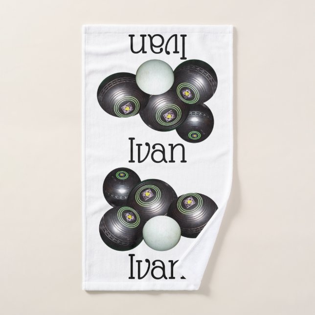 Toalha De Mão Ivan Name With Lawn Bowls Design, (Toalha de mão)