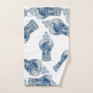 Toalha De Mão Jar Azul e Branco