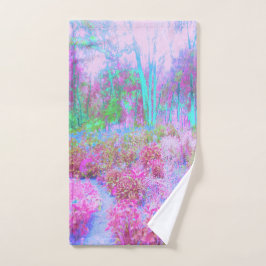 Toalha De Mão Jardim Abstrato de Rosa Impressionista e Turquesa