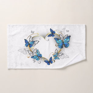 Toalha De Mão Jewelry Heart with Butterflies Morpho